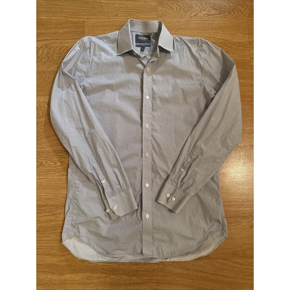 Bonobos Italian Shirting Shirt Men's 16-36 Slim Fit Blue/White Geometric‎ Preppy